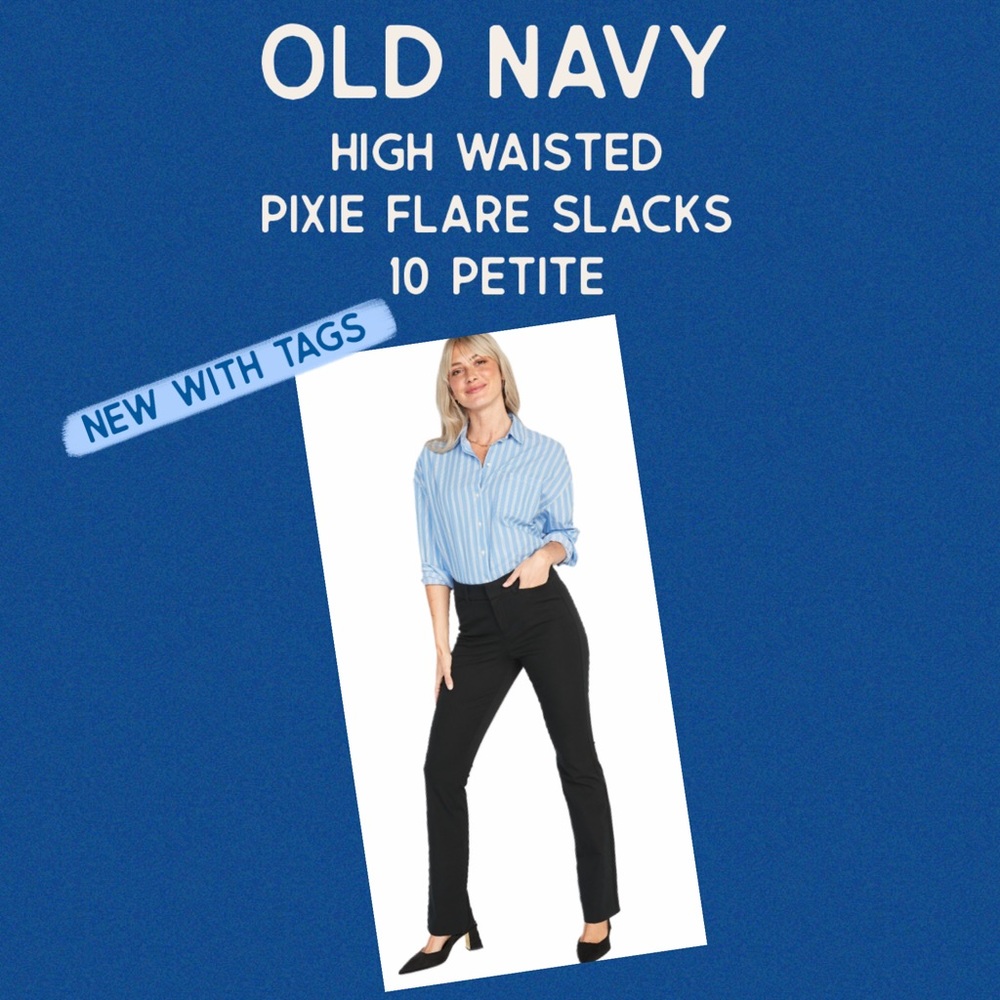 Old Navy High Waste Flare Pixie Pants- Black- 10 Petite- NWT ~wardrobe staple~